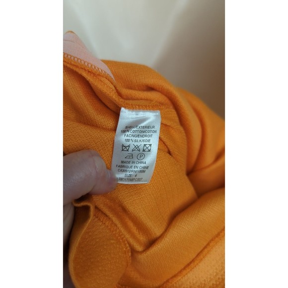 PORTS 1961 orange Silk Sheath Dress Striped Belt Pleated Cap Sleeve Resort S 4 - Picture 4 of 4